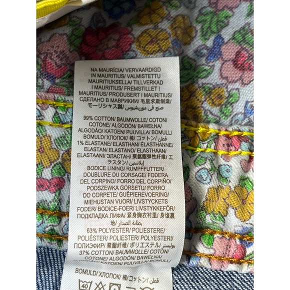 Boden Girls Denim Overalls‎ Rainbow Pocket Floral Lined Size 11-12Y - Picture 11 of 11